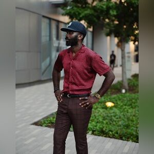 Camp Collar Shirt Red Aztec